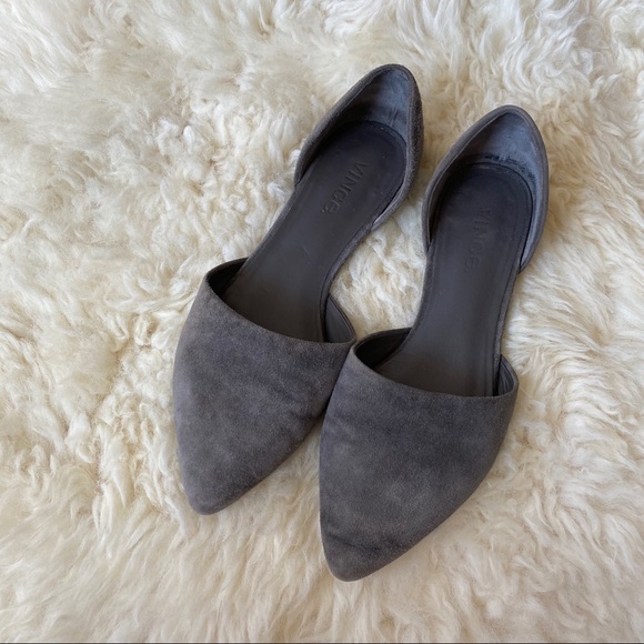 Vince Nina D'Orsay Grey Suede Flats Size 6 - Picture 1 of 8